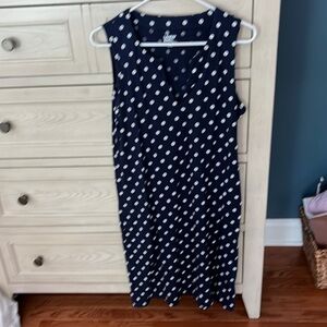 Lands End Navy blue and white cover up size Medium Excellent